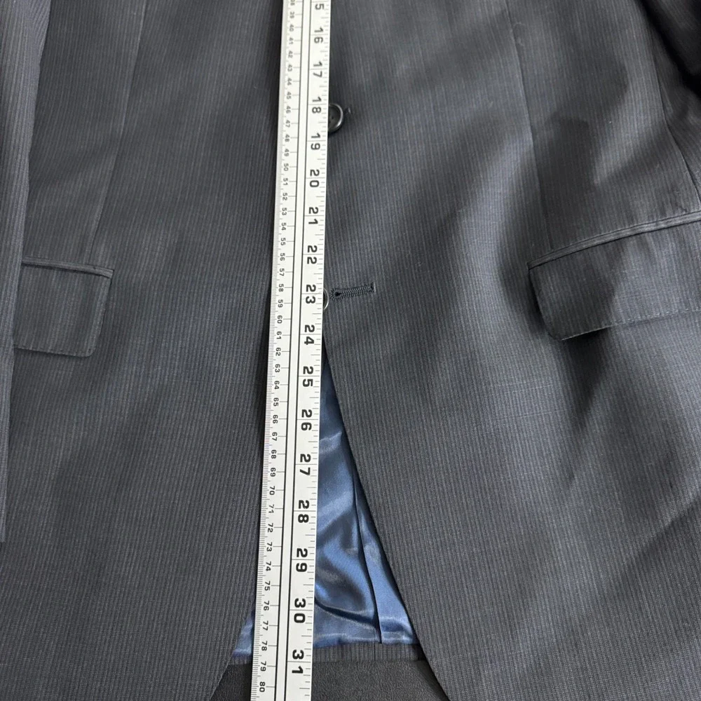 Hart Schaffner Marx Mens 42L 34W Charcoal Pinstripe‎ USA Made